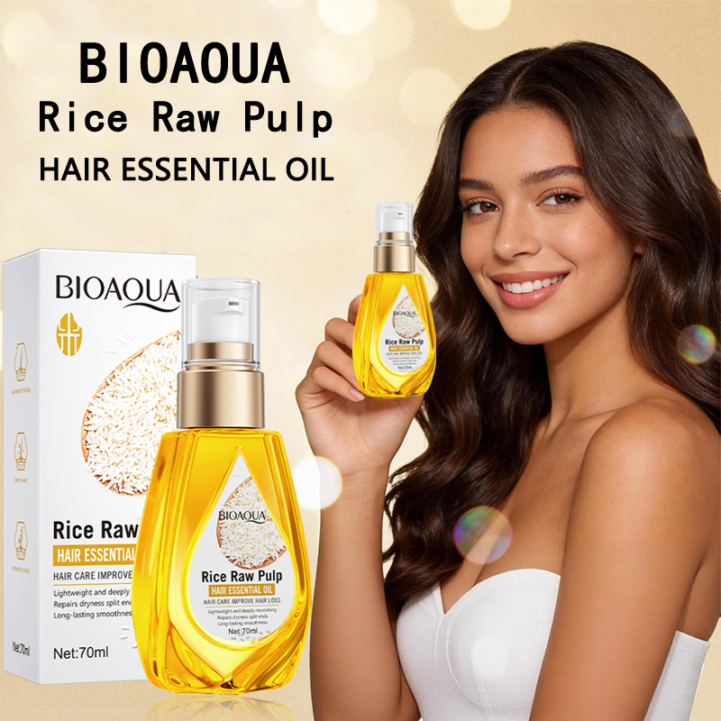 Hair Care For Dry And Frizzy Hair - Minyak esensial perawatan rambut beras puree,