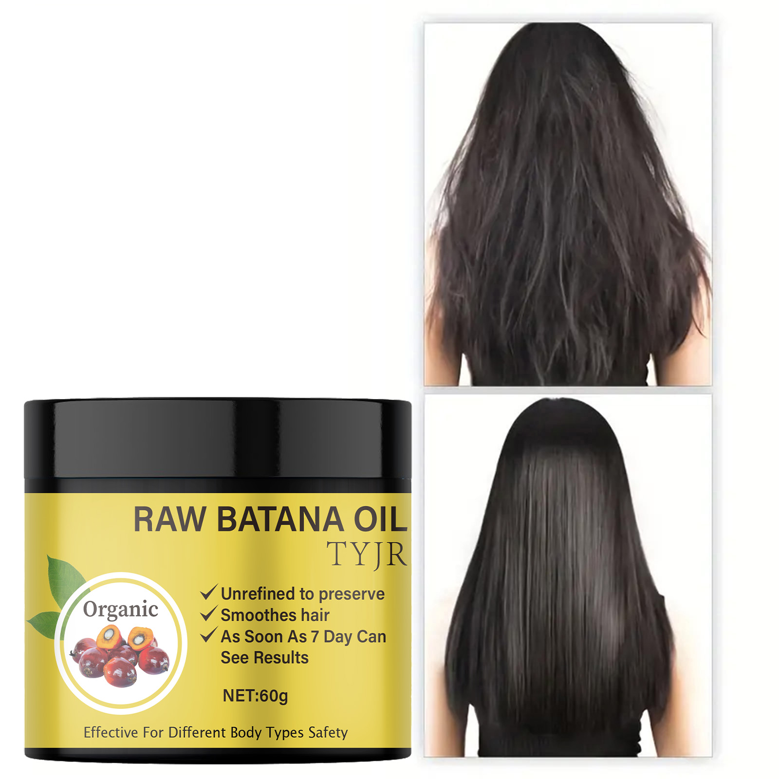 Hair Care For Dry And Frizzy Hair - Masker Rambut Minyak Batana Mentah memperbaiki
