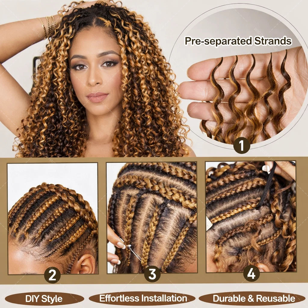Rambut Crochet Keriting Burma  - Feather Hair Extension ulasan dan harga